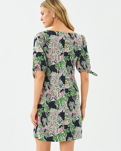 EASLEY SHORT SLEEVE DRESS, Onyx Pb Anniversary Toile