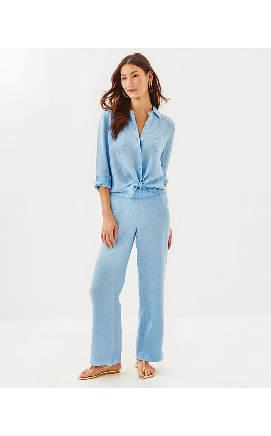 DERI LINEN PALAZZO PANT, BLUE PERI X RESORT WHITE