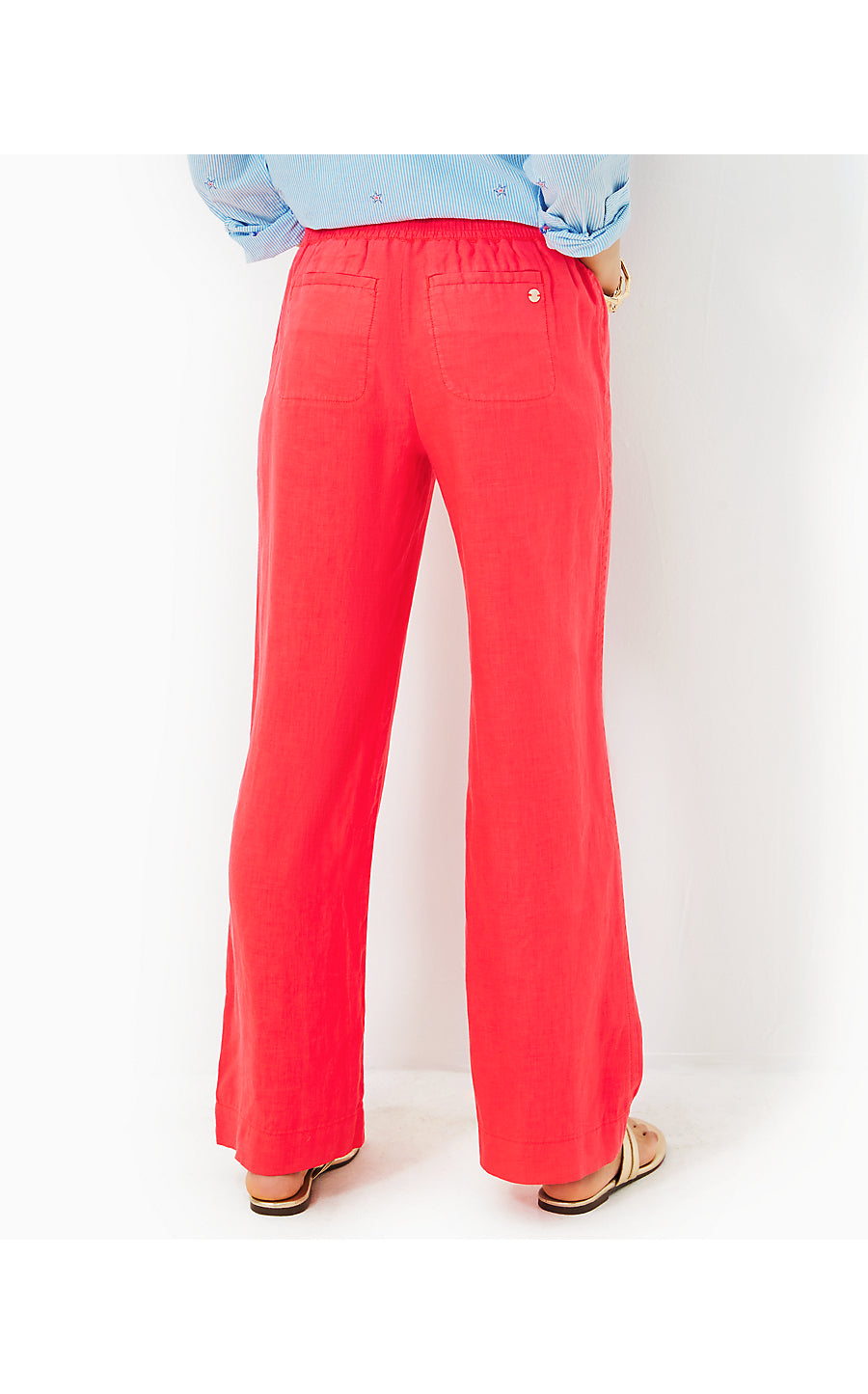 DERI LINEN PALAZZO PANT, MIZNER RED