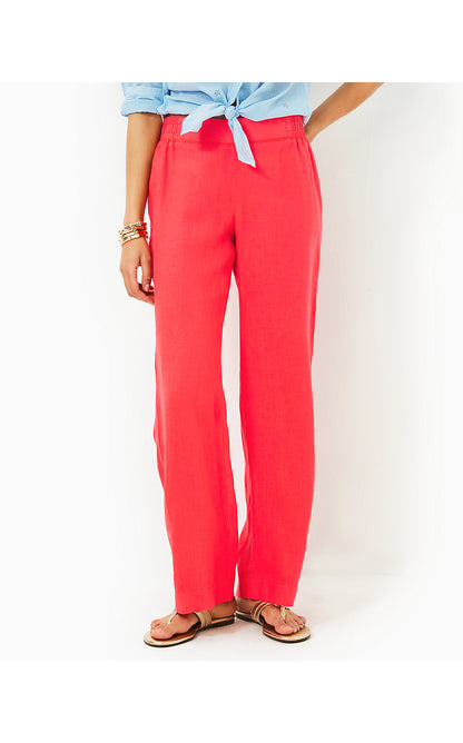 DERI LINEN PALAZZO PANT, MIZNER RED