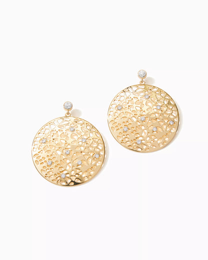 DEVINE EARRINGS, GOLD METALLIC