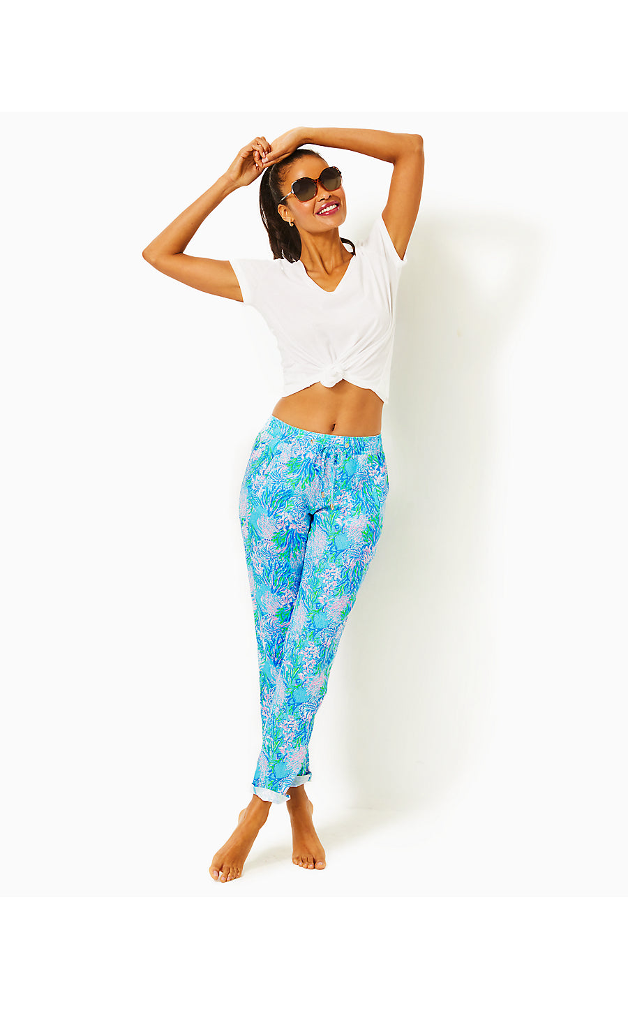 TARON LINEN PANT, LAS OLAS AQUA STRONG CURRENT SEA