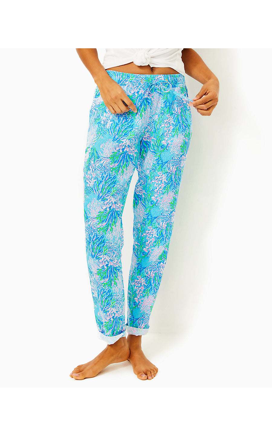 TARON LINEN PANT, LAS OLAS AQUA STRONG CURRENT SEA