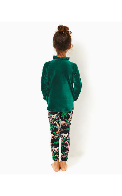 LITTLE SKIPPER RUFFLE VELOUR POPOVER, VILLA GREEN