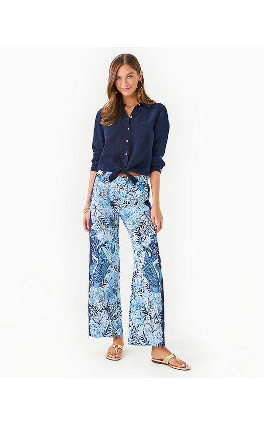 BAL HARBOUR PALAZZO PANT, BONAIRE BLUE JUST A LITTLE KOI ENGINEERED PANT