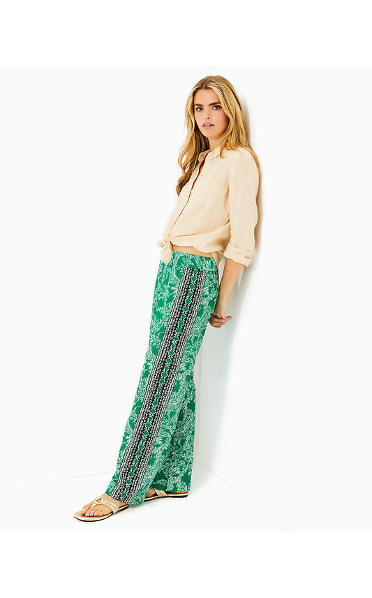 BAL HARBOUR PALAZZO, FIDDLE LEAF GREEN SAFARI PARTY ENGINEERED PANT