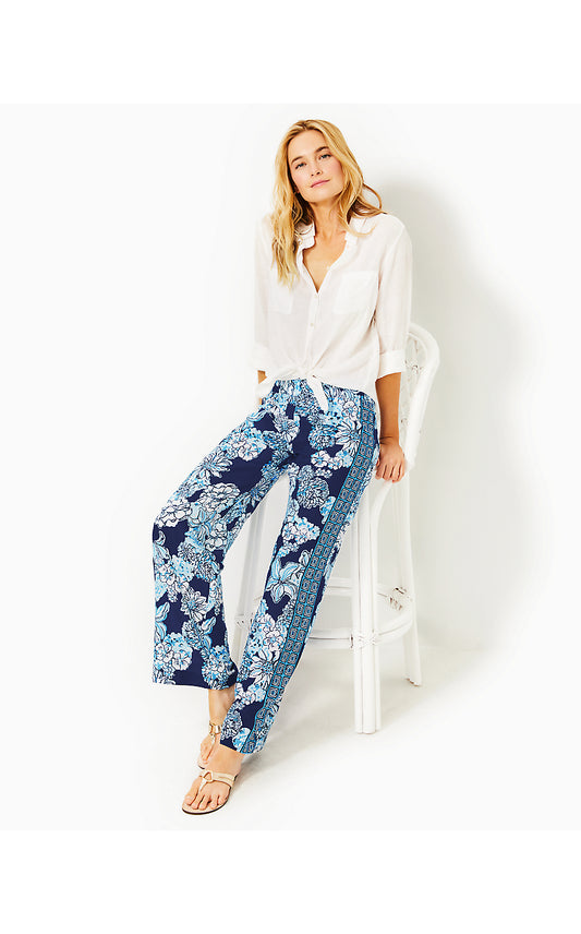 BAL HARBOUR PALAZZO PANT, LOW TIDE NAVY BOUQUET ALL DAY ENGINEERED PANT