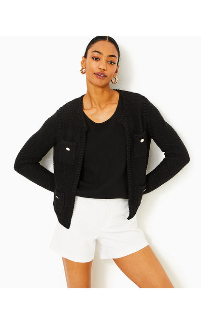 KENTON CARDIGAN, BLACK METALLIC