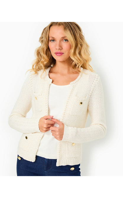 KENTON CARDIGAN, COCONUT METALLIC