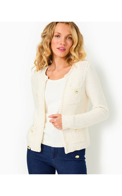 KENTON CARDIGAN, COCONUT METALLIC