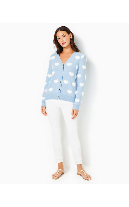 KEANE CARDIGAN, BRAVA BLUE HEARTS JACQUARD