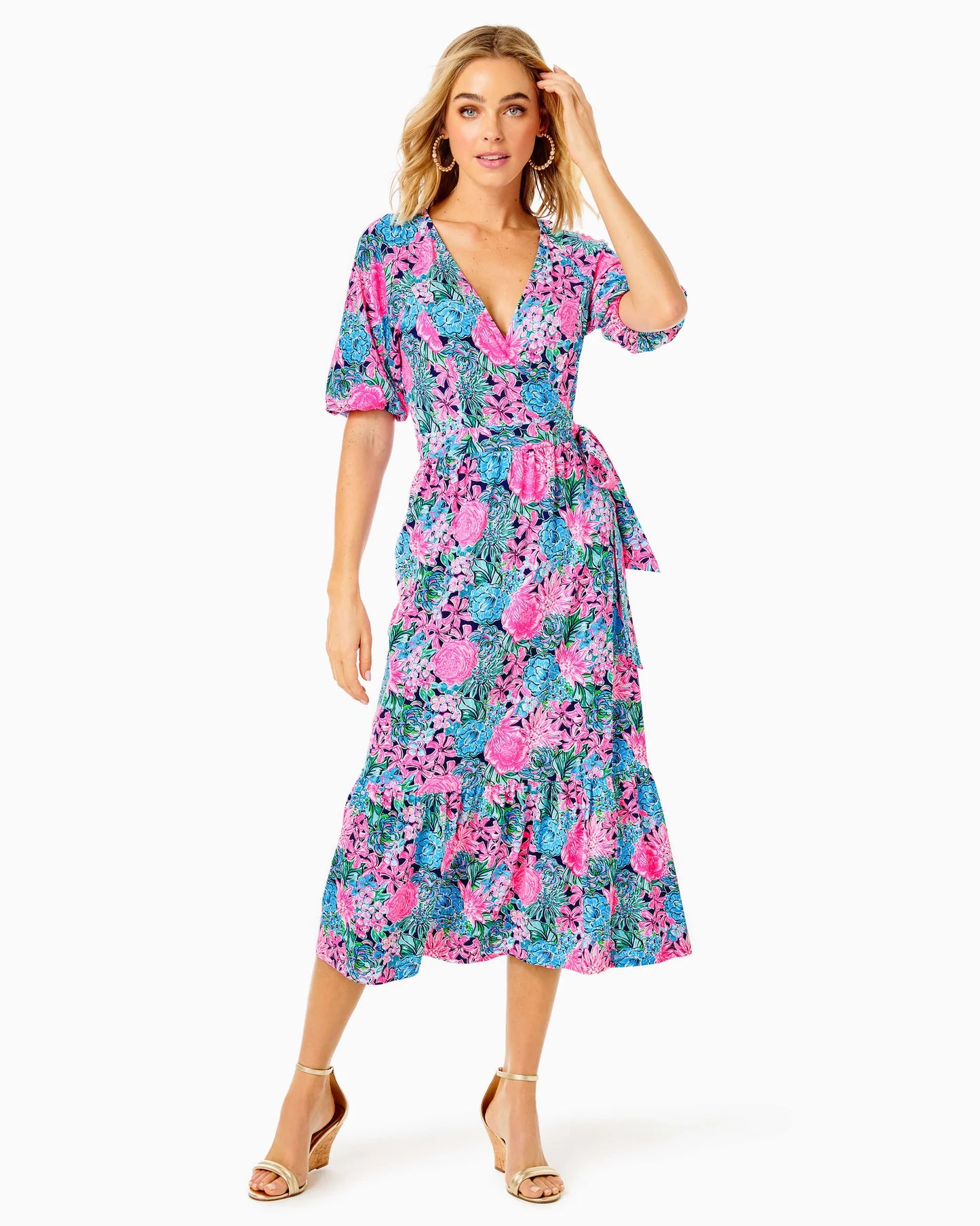 BRANTLEY MIDI WRAP DRESS ALWAYS BE BLOOMING