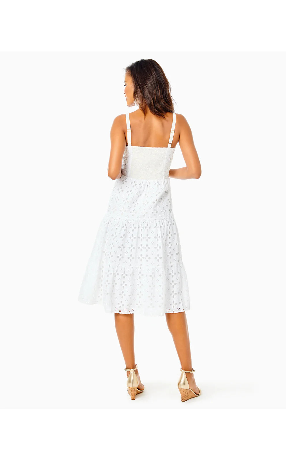 MAJORIE EYELET DRESS, RESORT WHITE FLIRTY FLORAL EYELET