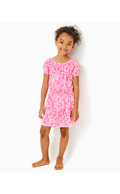 WYNDMOOR DRESS, CONCH SHELL PINK FLAMINGLE GARDEN