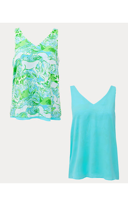 FLORIN STRAIGHT HEM TOP, CAPRI BLUE GALLOPING GALS