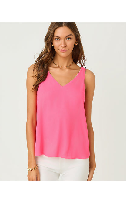 FLORIN STRAIGHT HEM TOP, CONCH SHELL PINK LIL SUNNY DAISIES
