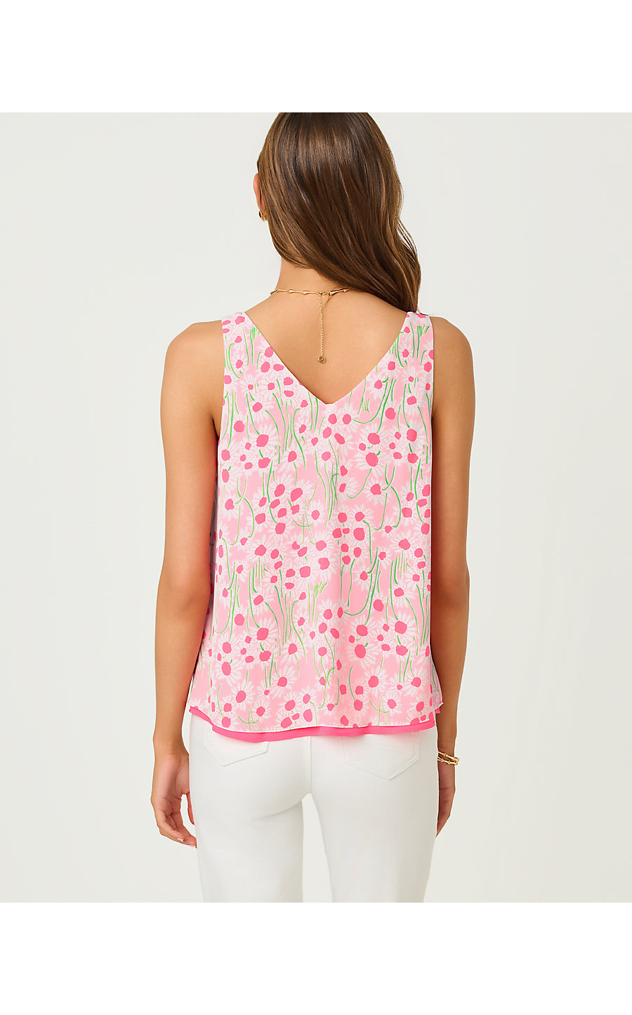 FLORIN STRAIGHT HEM TOP, CONCH SHELL PINK LIL SUNNY DAISIES