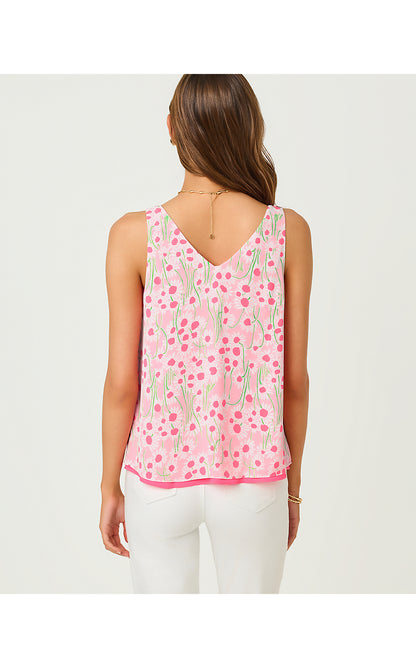 FLORIN STRAIGHT HEM TOP, CONCH SHELL PINK LIL SUNNY DAISIES