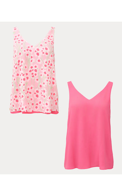 FLORIN STRAIGHT HEM TOP, CONCH SHELL PINK LIL SUNNY DAISIES