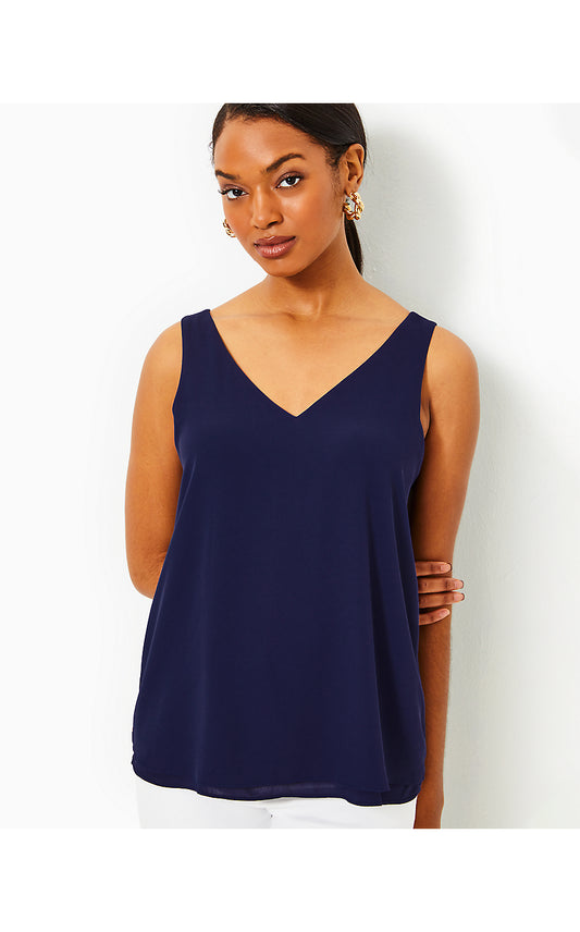 FLORIN STRAIGHT HEM TOP, TRUE NAVY