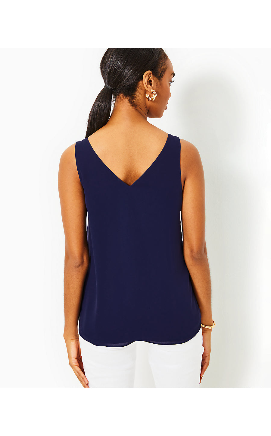 FLORIN STRAIGHT HEM TOP, TRUE NAVY