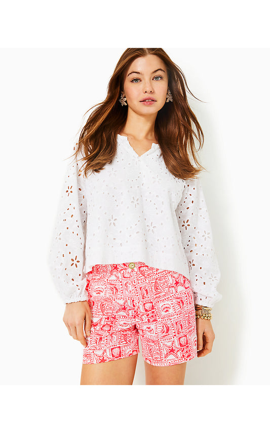 GRETCHEN HIGH RISE 5" SHORT, MIZNER RED SEASIDE HARBOUR