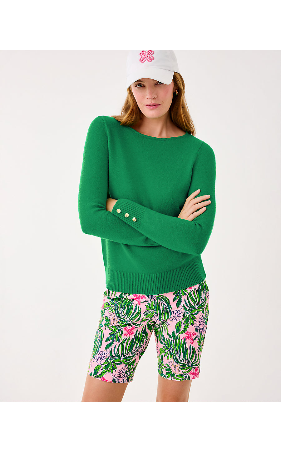 NATIA MID-RISE KNIT SHORT, CONCH SHELL PINK ROARING WITH JOY