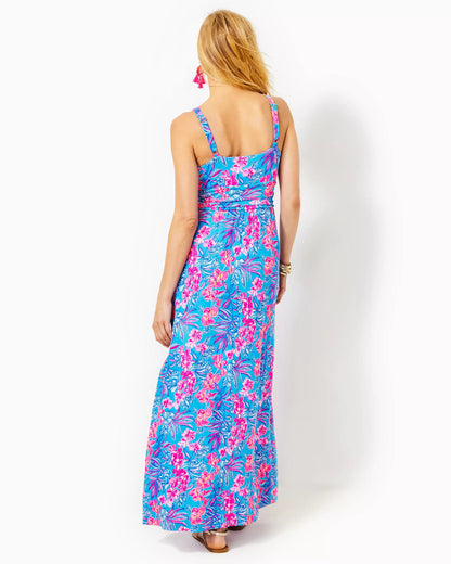 BLAKE MAXI DRESS, CUMULUS BLUE ORCHID OASIS