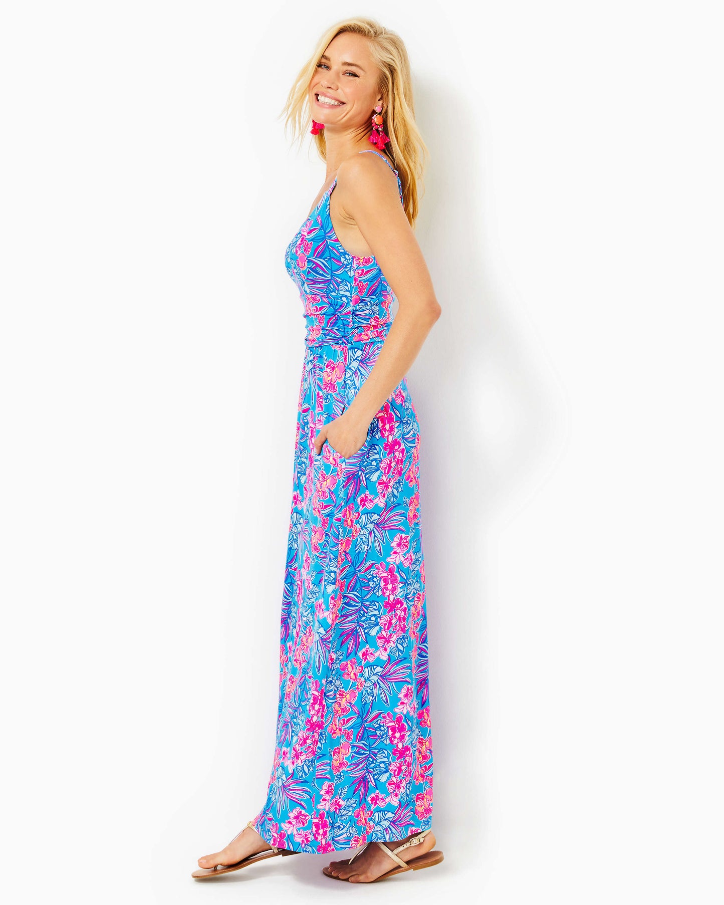 BLAKE MAXI DRESS, CUMULUS BLUE ORCHID OASIS