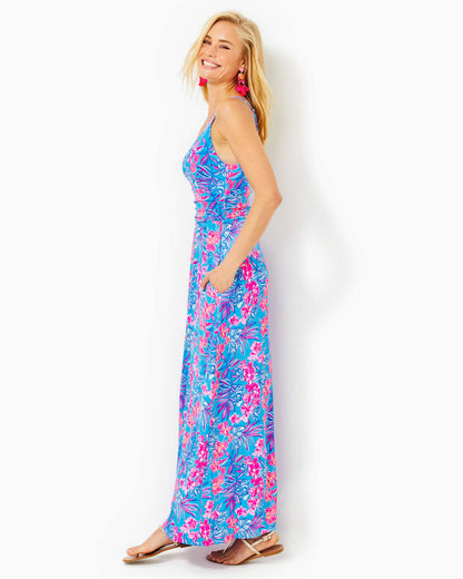 BLAKE MAXI DRESS, CUMULUS BLUE ORCHID OASIS