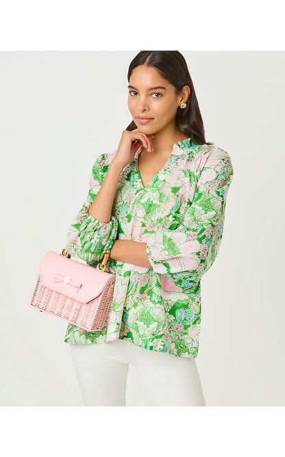 LOURDES 3/4 SLEEVE COTTON, PUTTING GREEN POPPYLAND