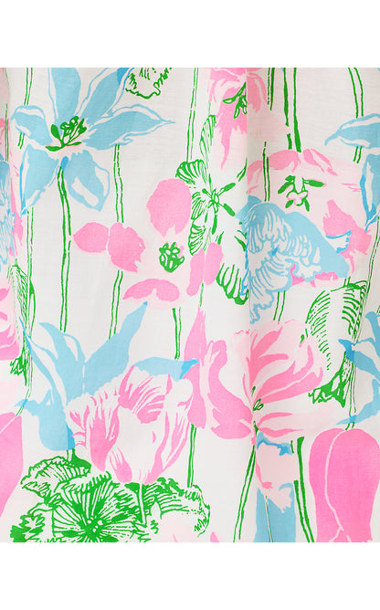 LOURDES 3/4 SLEEVE COTTON, RESORT WHITE VINEY LINEY