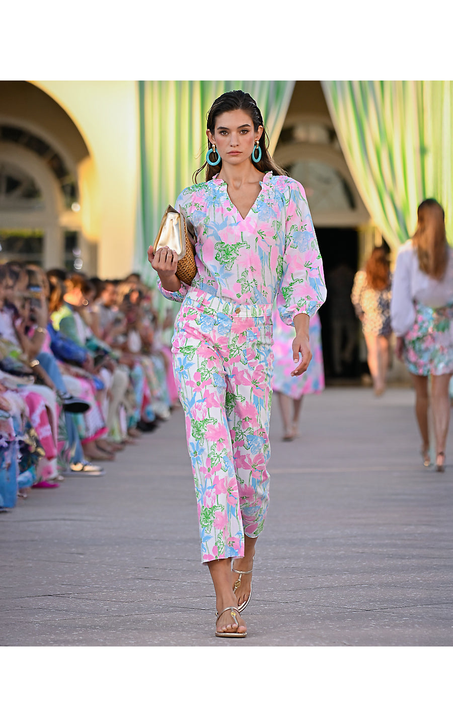 LOURDES 3/4 SLEEVE COTTON, RESORT WHITE VINEY LINEY