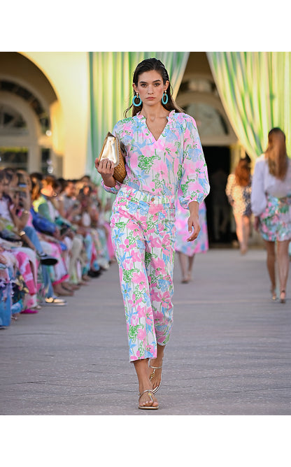 LOURDES 3/4 SLEEVE COTTON, RESORT WHITE VINEY LINEY