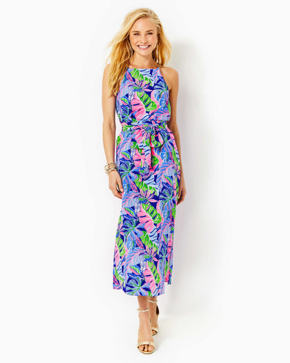 JOANNAH SILK MIDI DRESS, BLUE GROTTO BELEAF IN YOURSELF