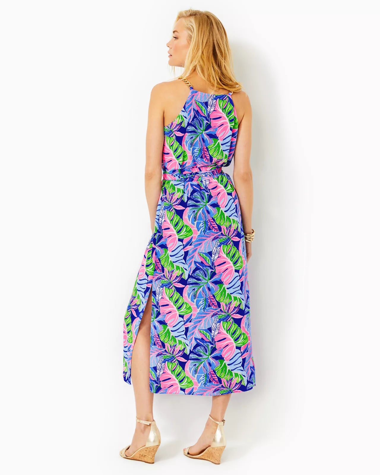 JOANNAH SILK MIDI DRESS, BLUE GROTTO BELEAF IN YOURSELF