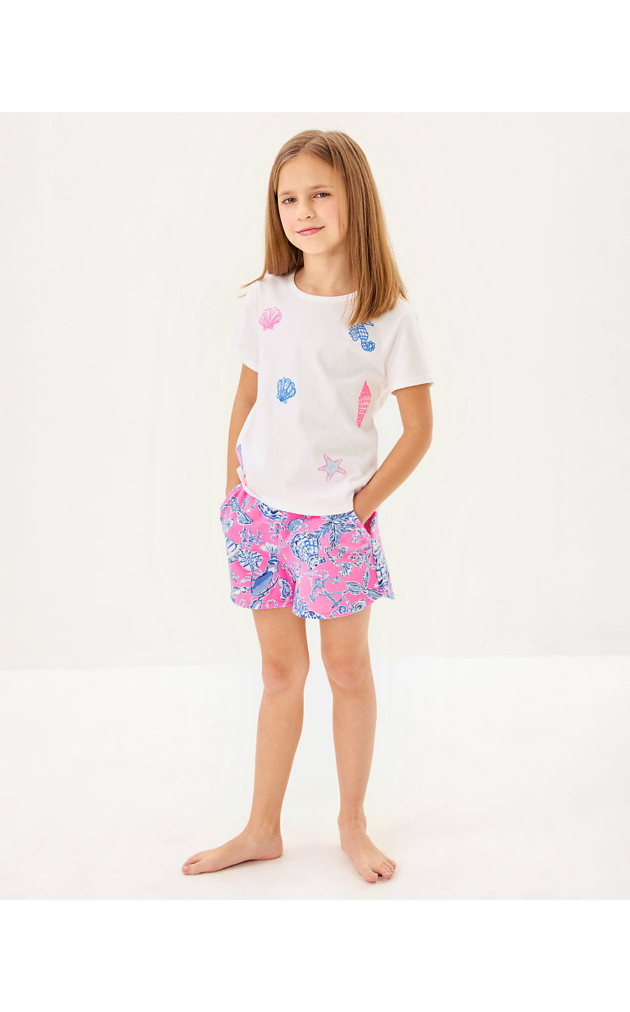 MINI RALLY TEE, MULTI COOL AS SHELL EMBROIDERY CHILDRENS
