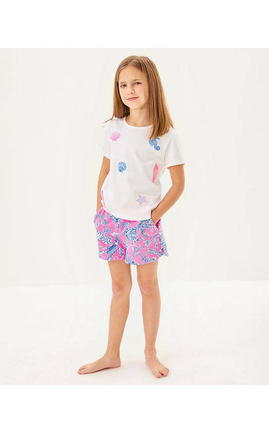 MINI RALLY TEE, MULTI COOL AS SHELL EMBROIDERY CHILDRENS