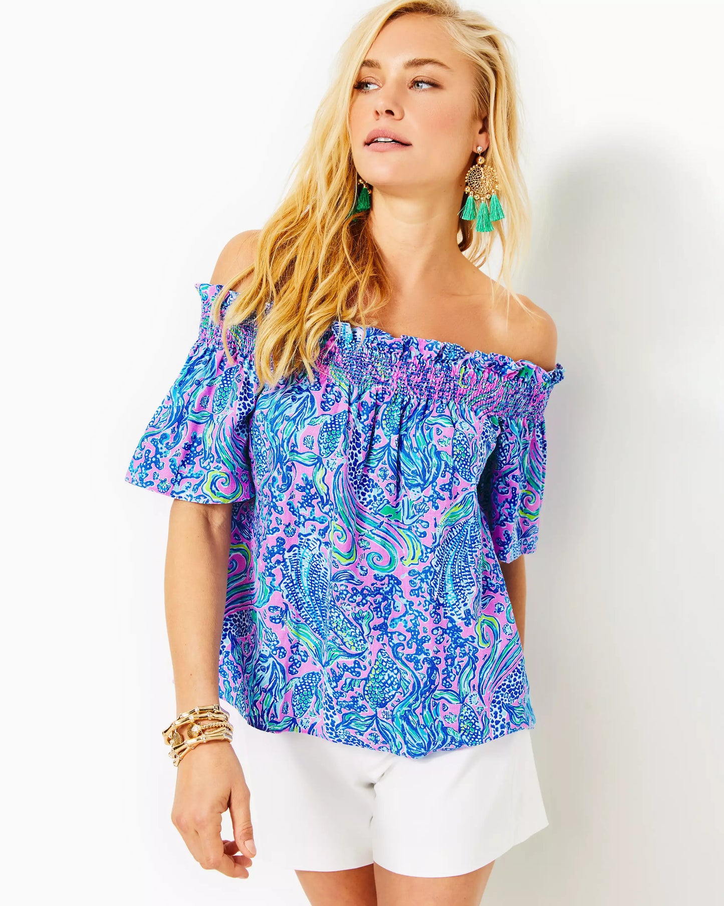 LEANNE OFF THE SHOULDER LINEN TOP, LILAC ROSE WE MERMAID IT