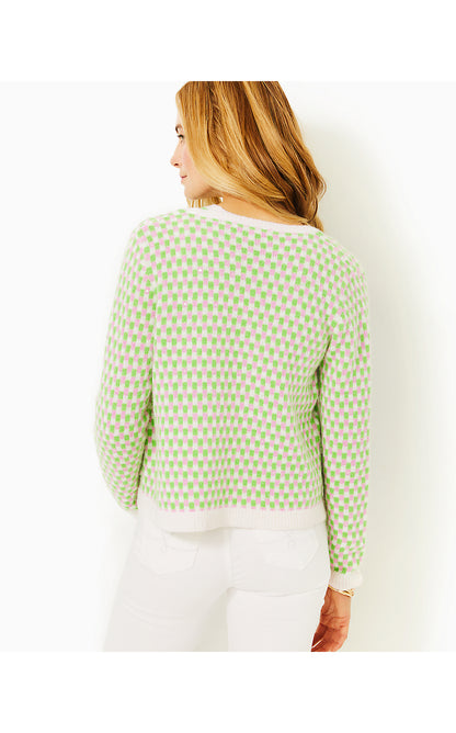 VIERA SWEATER SET, ORB GREEN CHECK JACQUARD