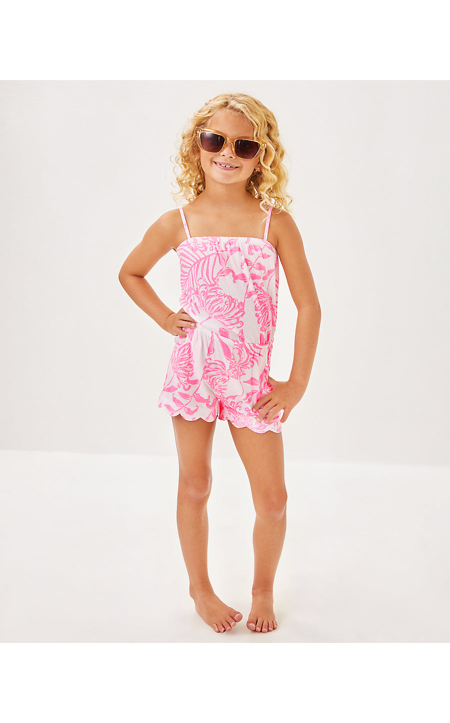 MINI JACE ROMPER, ROUSSEAU PINK GLISTEN IN THE SUN