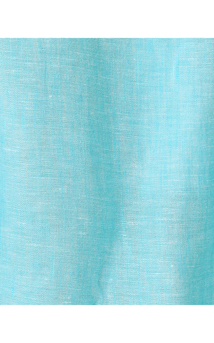 MIALEIGH ELBOW SLEEVE LINEN TOP, CAPRI BLUE X RESORT WHITE