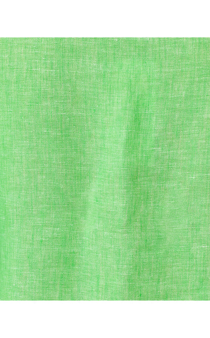 MIALEIGH ELBOW SLEEVE LINEN TOP, PUTTING GREEN X RESORT WHITE