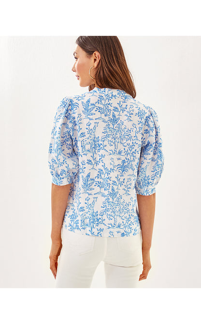 MIALEIGH ELBOW SLEEVE LINEN TOP, RESORT WHITE TALL TALES