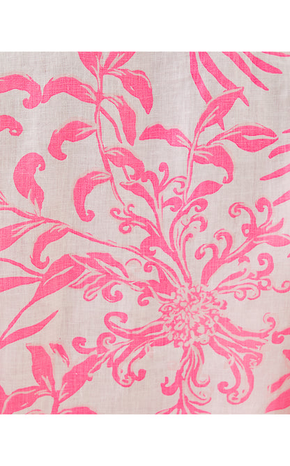 MIALEIGH ELBOW SLEEVE LINEN TOP, ROUSSEAU PINK GLISTEN IN THE SUN