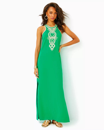 TAYLANE EMBROIDERED MAXI DRESS, BRAZILIAN GREEN