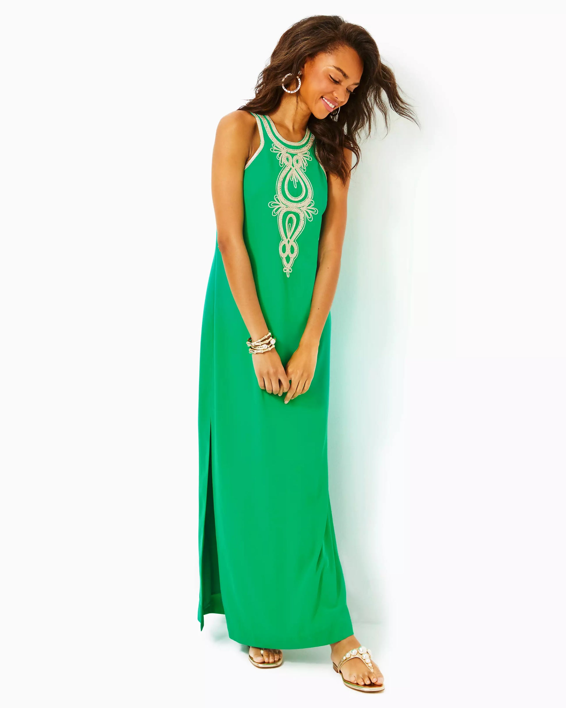 TAYLANE EMBROIDERED MAXI DRESS, BRAZILIAN GREEN Palm Place TAYLANE EMBROIDERED MAXI DRESS, BRAZILIAN GREEN Palm Place