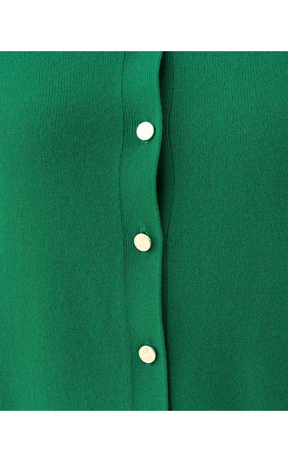 FAIRLEY CASHMERE CARDIGAN, HEATHERED FIDDLE LEAF GREEN