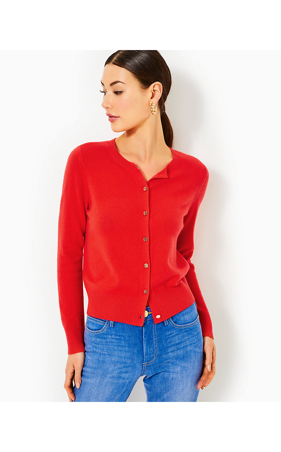 FAIRLEY CASHMERE CARDIGAN, ROCOCO RED