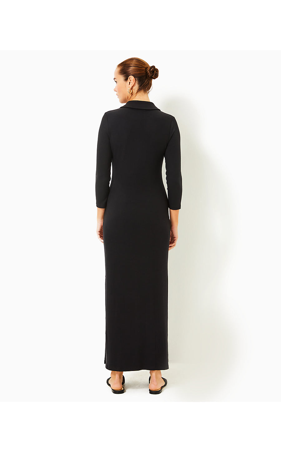OLLIE 3/4 SLEEVE MAXI POLO DRESS, NOIR – Palm Place